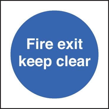 81606B Fire exit keep clear  (80x80mm) Rigid PVC with SAV Backing Safety Sign