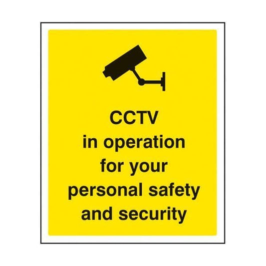 81712H CCTV in operation for personal safety & security sign - Quick-Fix with S/A Back (300x250mm)