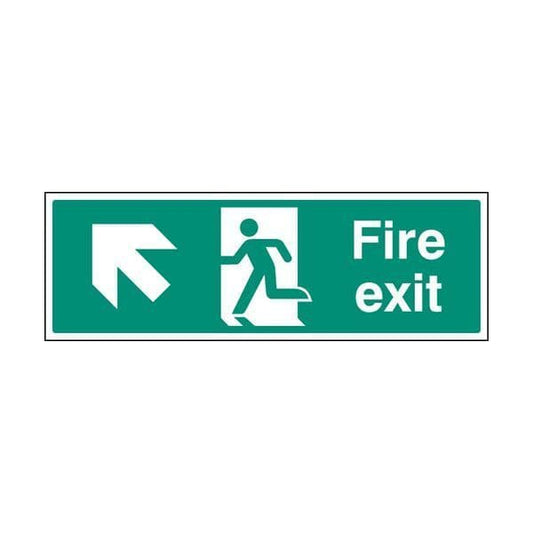 82001L Fire exit arrow up left sign - Quick-Fix with SAV Backing (450x150mm)