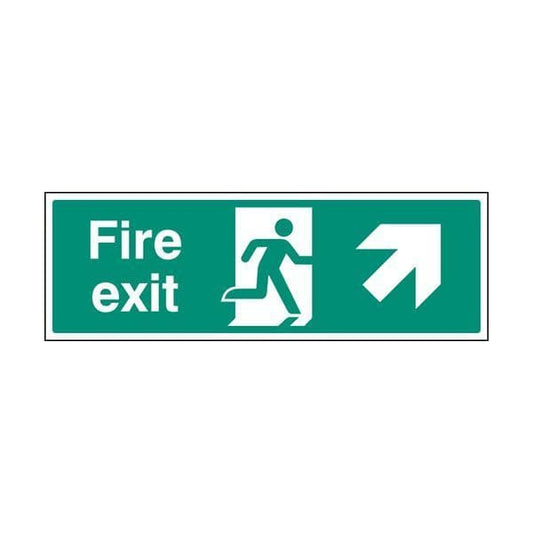 82002G Fire exit arrow up right sign - Quick-Fix with SAV Backing (300x100mm)