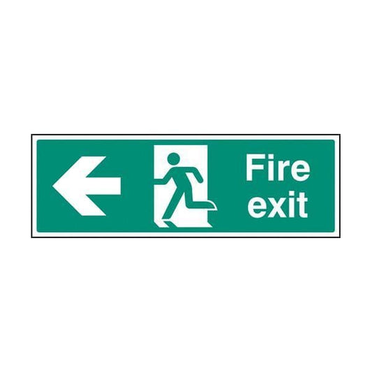 82003G Fire exit arrow left sign - Quick-Fix with SAV Backing (300x100mm)