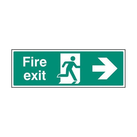82004G Fire exit arrow right sign - Quick-Fix with SAV Backing (300x100mm)