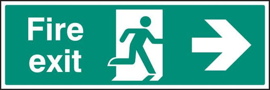 82004L Fire exit right arrow  (450x150mm) Rigid PVC with SAV Backing Safety Sign