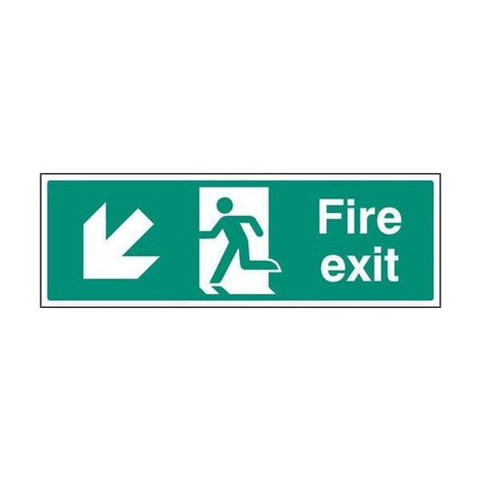 82005L Fire exit arrow down left sign - Quick-Fix with SAV Backing (450x150mm)