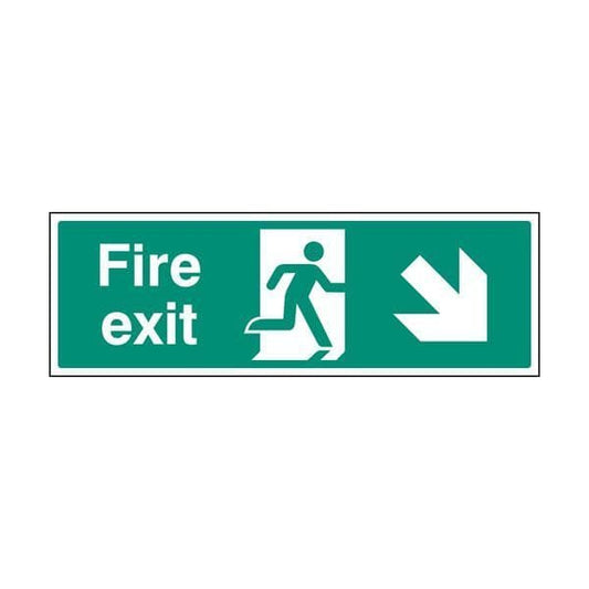 82006L Fire exit arrow down right sign - Quick-Fix with SAV Backing (450x150mm)