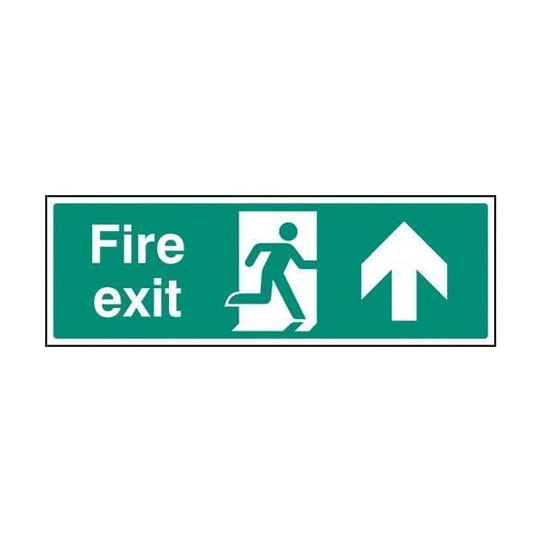 82007G Fire exit arrow straight on sign - Quick-Fix with SAV Backing (300x100mm)