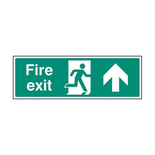 82007G Fire exit arrow straight on sign - Quick-Fix with SAV Backing (300x100mm)
