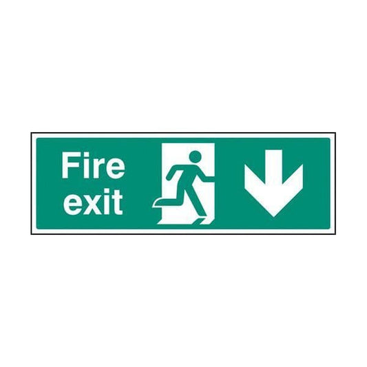 82008G Fire exit arrow down sign - Quick-Fix with SAV Backing (300x100mm)