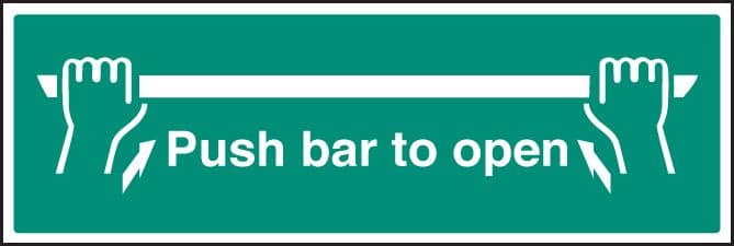 82052L Push bar to open  (450x150mm) Rigid PVC with SAV Backing Safety Sign