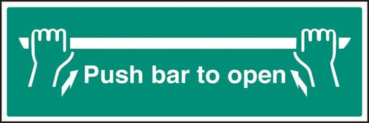 82052L Push bar to open  (450x150mm) Rigid PVC with SAV Backing Safety Sign