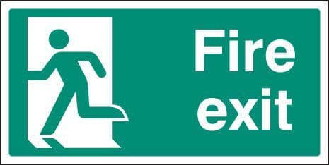 82056V Final fire exit left symbol sign - Quick-Fix with SAV Backing (300x150mm)