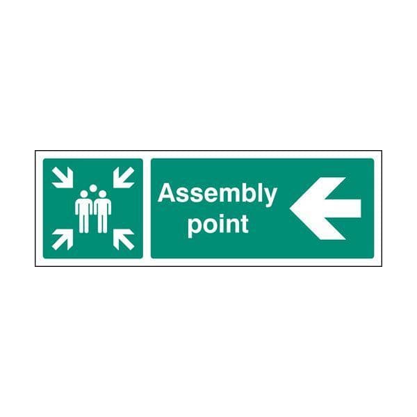 82142H Assembly point left sign - Quick-Fix with SAV Backing (300x250mm)
