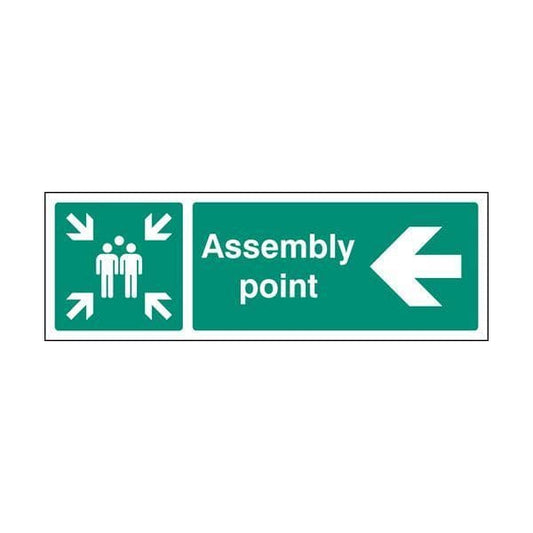 82142H Assembly point left sign - Quick-Fix with SAV Backing (300x250mm)