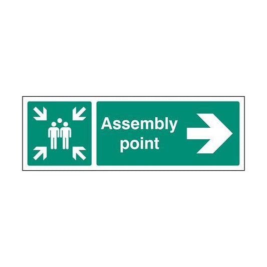 82143H Assembly point right sign - Quick-Fix with SAV Backing (300x250mm)