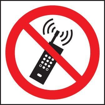 83613F No mobile phones (symbol) sign - Quick-Fix with SAV Backing (200x200mm)