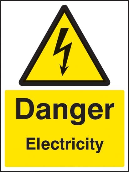 84012E Danger electricity(200x150mm) Rigid PVC with SAV Backing Safety Sign