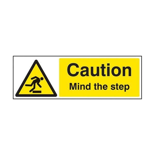 84209G Caution mind the step sign - Quick-Fix with SAV Backing (300x100mm)