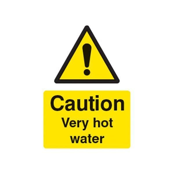 84236A Caution very hot water sign - Quick-Fix with SAV Backing (100x75mm)