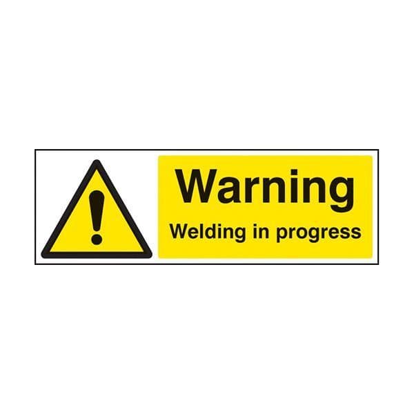 84497G Warning welding in progress sign - Quick-Fix with SAV Backing (300x100mm)