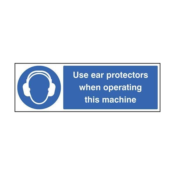 85011G Use ear protectors when operating machine sign - Quick-Fix with SAV Backing (300x100mm)