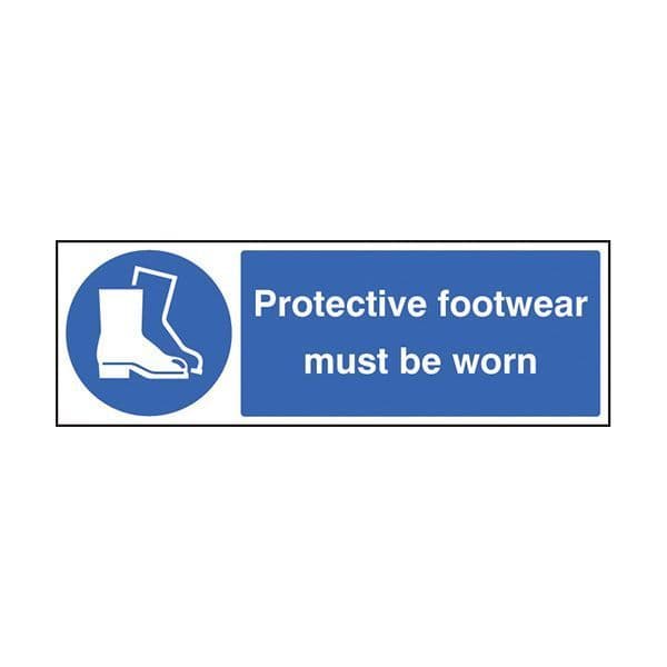 85201E Protective footwear must be worn sign - Quick-Fix with SAV Backing (200x150mm)
