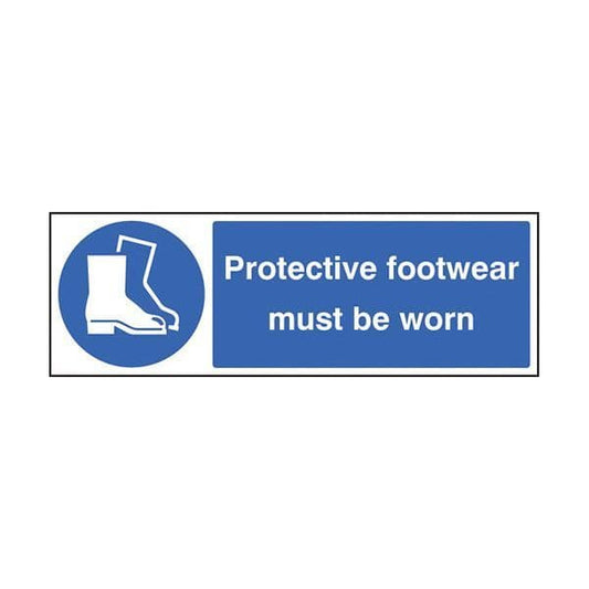 85201E Protective footwear must be worn sign - Quick-Fix with SAV Backing (200x150mm)