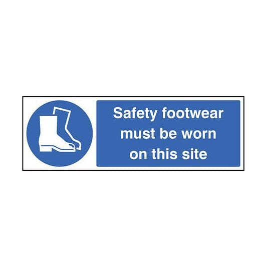 85232G Safety footwear must be worn on this site sign - Quick-Fix with SAV Backing (300x100mm)
