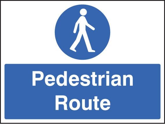 85235K Pedestrian route  (400x300mm) Rigid PVC with SAV Backing Safety Sign