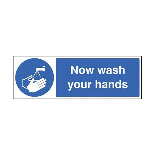 85408G Now wash your hands sign - Quick-Fix with SAV Backing (300x100mm)