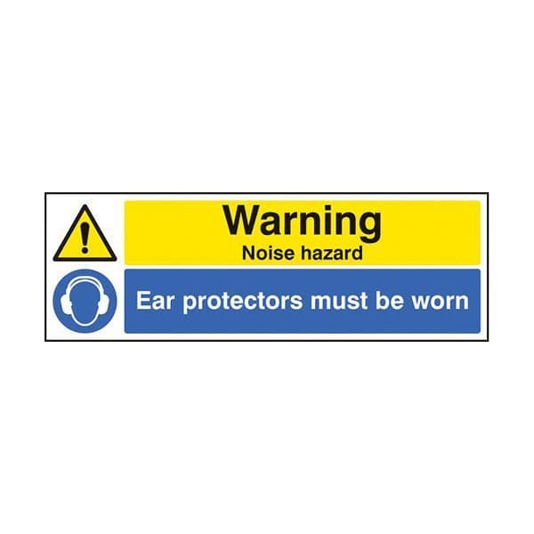 86251G Warning noise hazard ear protection must be worn sign - Quick-Fix with S/A Back (300x100mm)
