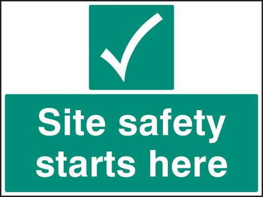 86412K Site safety starts here  (400x300mm) Rigid PVC with SAV Backing Safety Sign
