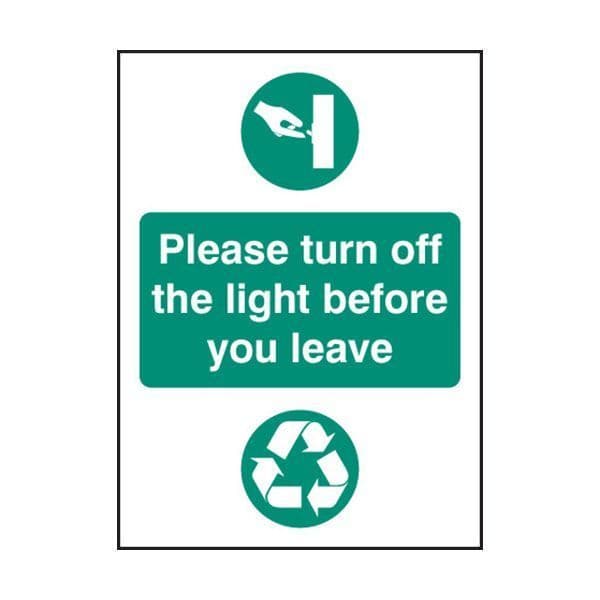 86620A Please turn off light before you leave sign - Quick-Fix with SAV Backing (100x75mm)