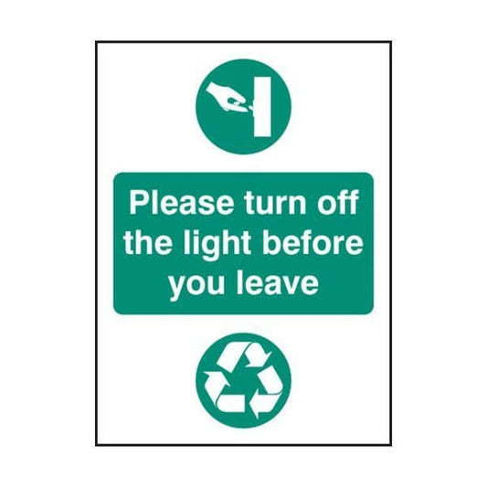 86620A Please turn off light before you leave sign - Quick-Fix with SAV Backing (100x75mm)