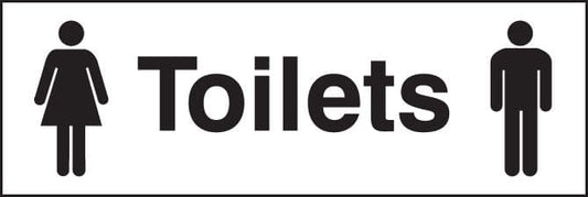 87007G Toilets ladies/gents symbol  (300x100mm) Rigid PVC with SAV Backing Safety Sign