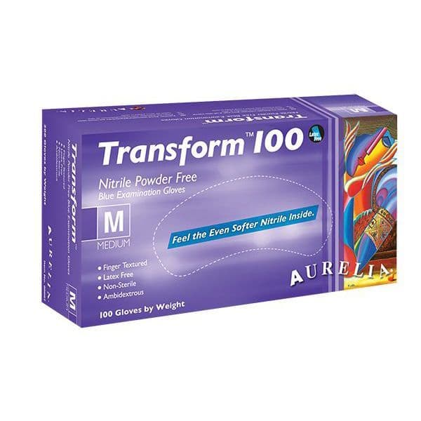 Aurelia Transform 100 Blue Disposable Nitrile Powder-Free Gloves