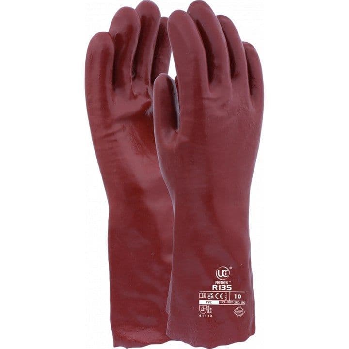 UCI R135 Red PVC 14" Gauntlets - Pack of 12