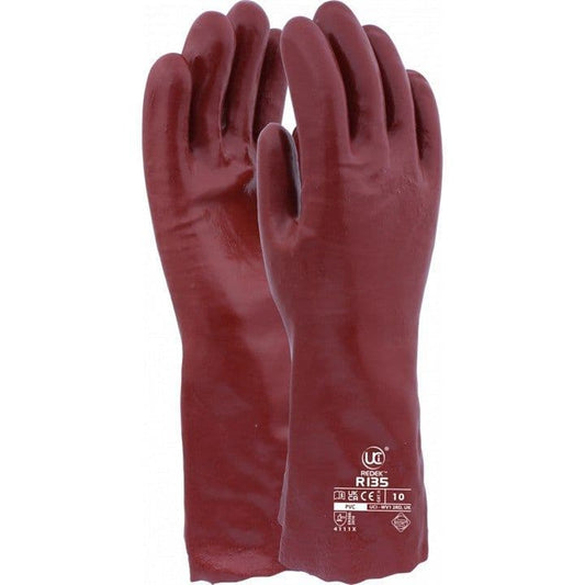 UCI R135 Red PVC 14" Gauntlets - Pack of 12